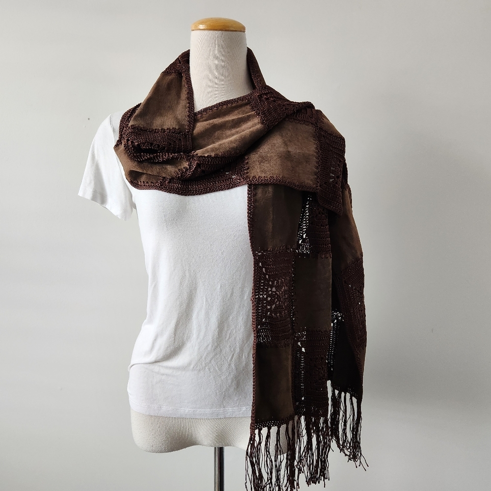 Danier leather and crochet scarf